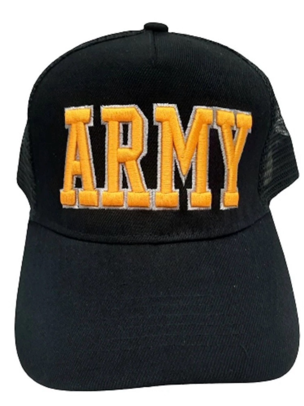 US Army Trucker Cap Hat Embroidered Snapback Black Mesh